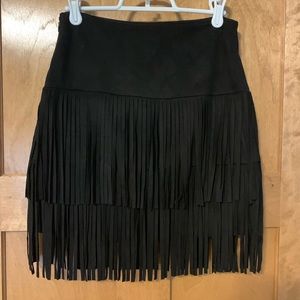 Aqua- Black Fringe Skirt